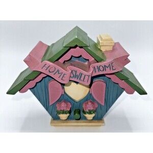Vintage Home Interiors “Home Sweet Home” Bird House Wall Decor Plaque 5.75”